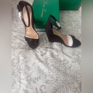 Luxe Black and shimmery Wedge Shoes by Lauren Lorraine
